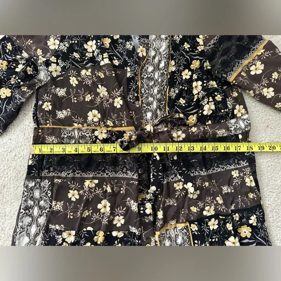 APRICOT Floral Patchwork Trench Coat - Black, Brown, Cream - Picture 4 of 8